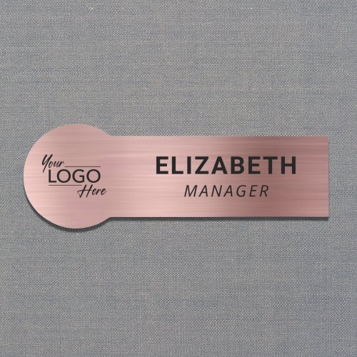 Rose Gold Business Company Logo Name Tag