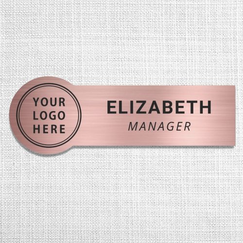 Rose Gold Business Company Logo Name Tag
