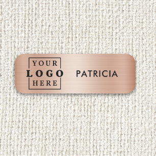 Rose Gold Business Logo Company Employee Name Tag
