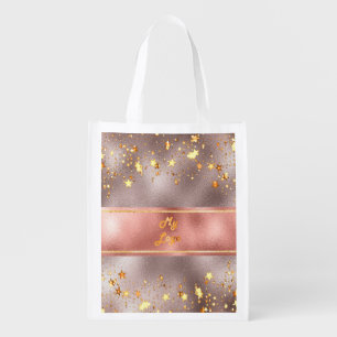 Rose gold business logo grocery bag