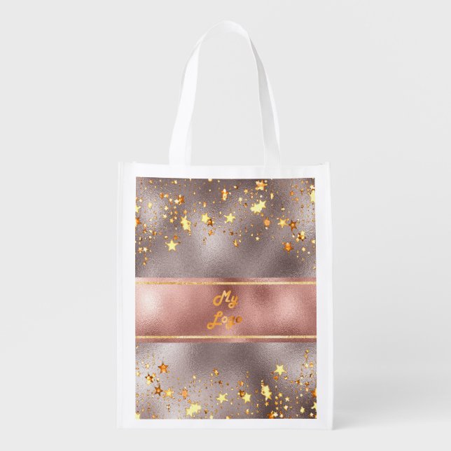 Rose gold business logo grocery bag (Front)