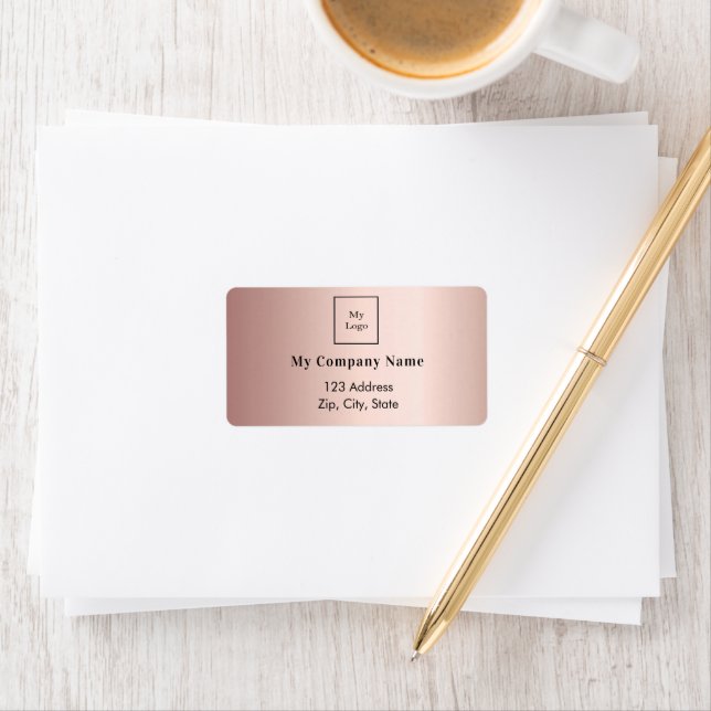 Rose gold business logo return address label (Insitu)