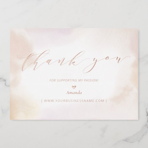 Rose Gold Business Logo Thank you Package Insert Foil Invitation