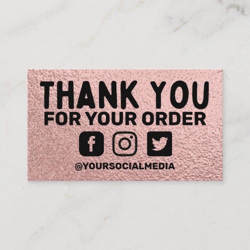 Rose Gold Business Thank You Custom Business Card