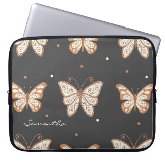 Rose Gold Butterflies Custom Laptop Bag