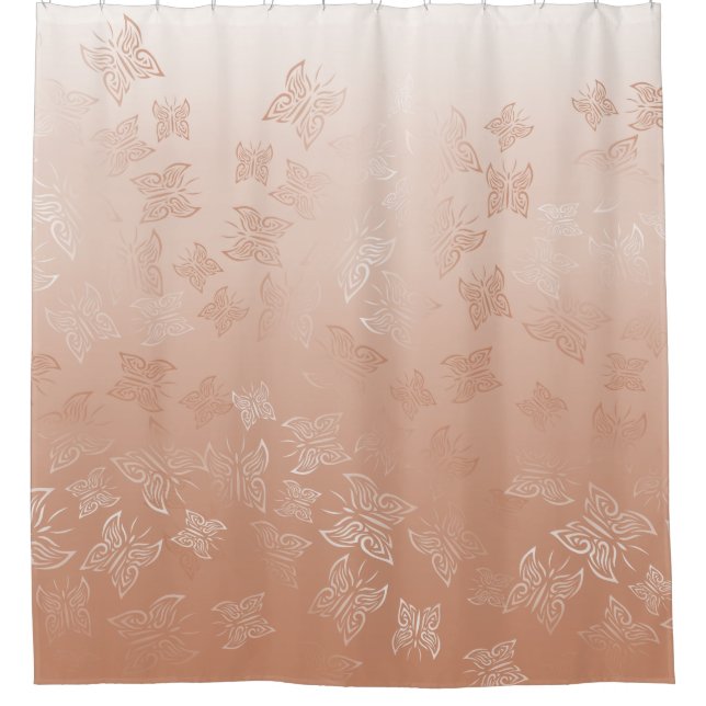 Rose Gold Butterflies Pattern Classic Shower Curtain (Front)