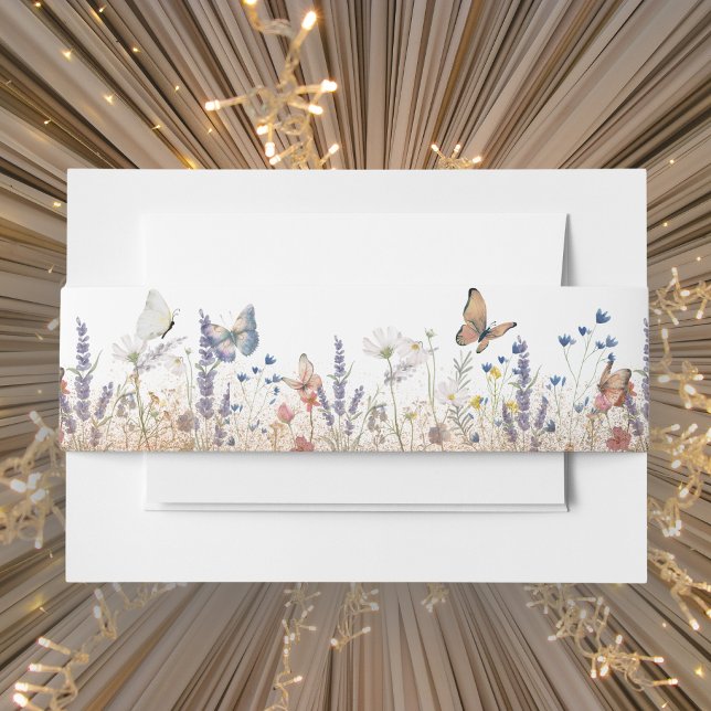 Rose Gold Butterfly Garden Invitation Belly Band (Creator Uploaded)