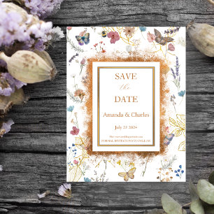 Rose Gold Butterfly Garden Save The Date Postcard