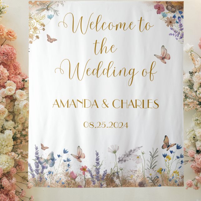 Rose Gold Butterfly Garden Wedding Backdrop (Creator Uploaded)