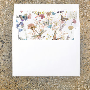 Rose Gold Butterfly Garden Wedding Envelope Liner