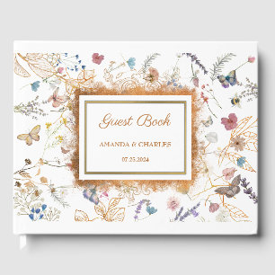 Rose Gold Butterfly Garden Wedding Guest Book