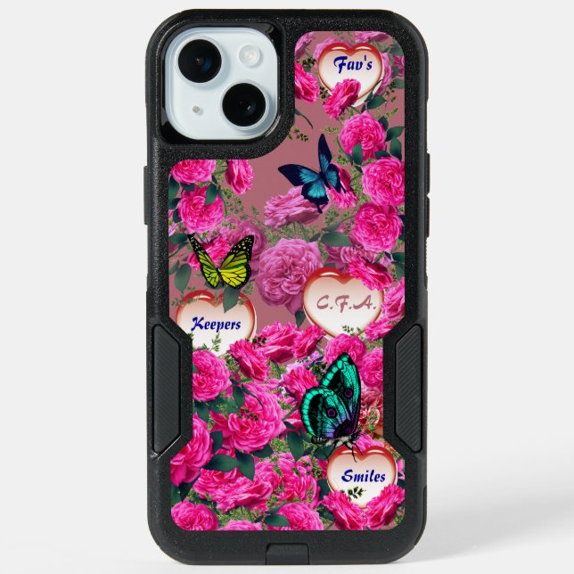 Rose Gold Butterfly iPhone 15 Plus Case (Back)