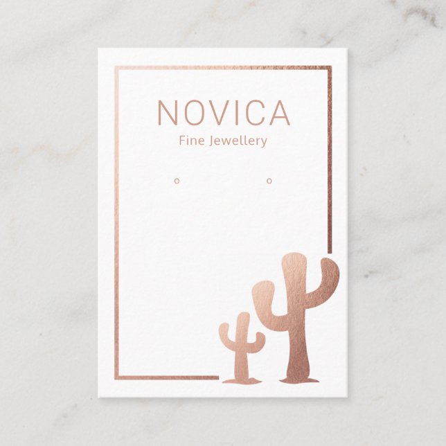 Rose Gold Cactus Earring Display Card (Front)