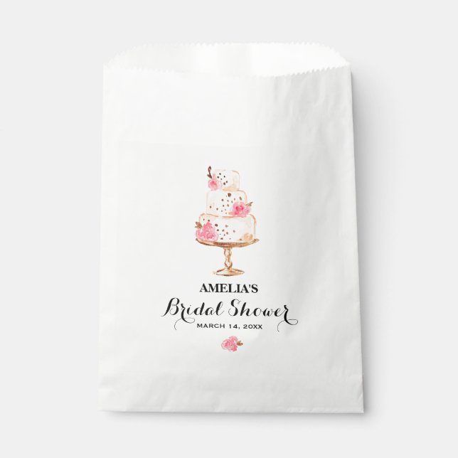Rose Gold Cake Tea Party Bridal Shower Favor Bags (Front)