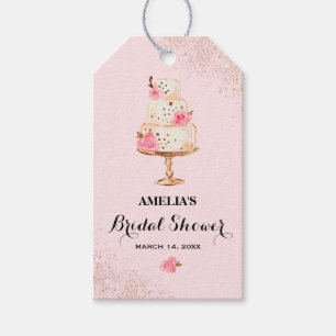 Rose Gold Cake Tea Party Bridal Shower Favor Tags