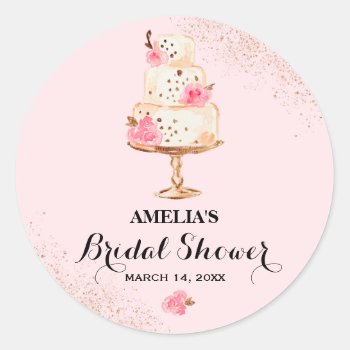 Rose Gold Cake Tea Party Bridal Shower Sticker by LittleBayleigh at Zazzle