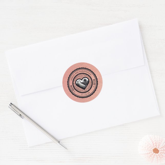 Rose Gold California Passport Classic Round Sticker (Envelope)