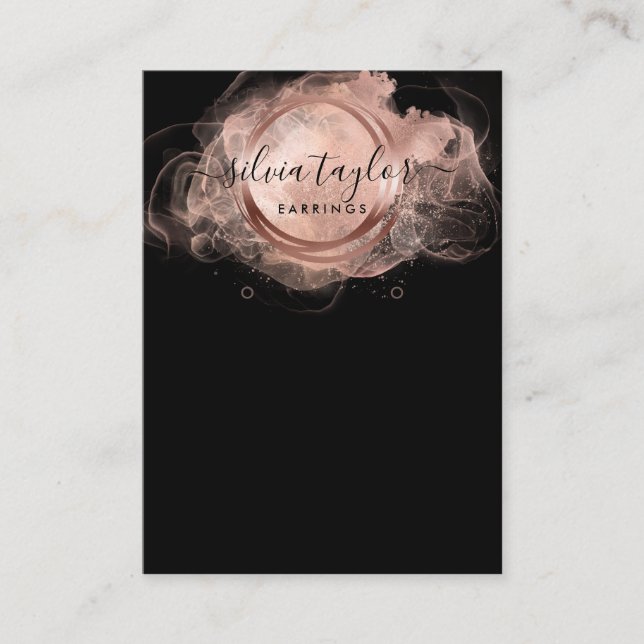 Rose Gold Calligraphy art Earring display card (Front)