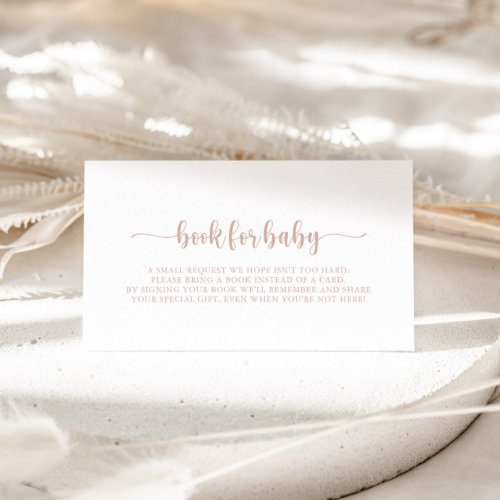 Rose Gold Calligraphy Baby Shower Book Request   Enclosure Card