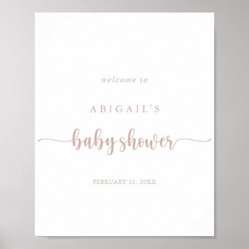 Rose Gold Calligraphy Baby Shower Welcome  Poster