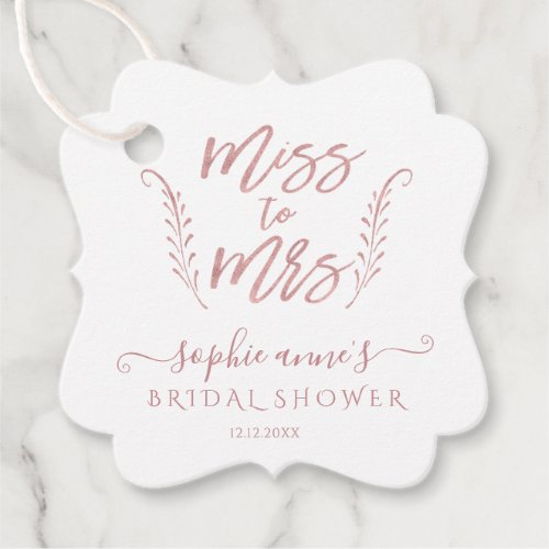 Rose Gold Calligraphy Bridal Shower Bachelorette Favor Tags