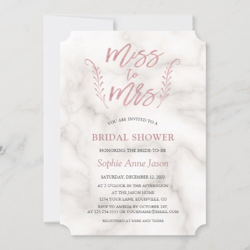 Rose Gold Calligraphy Bridal Shower Bachelorette Invitation