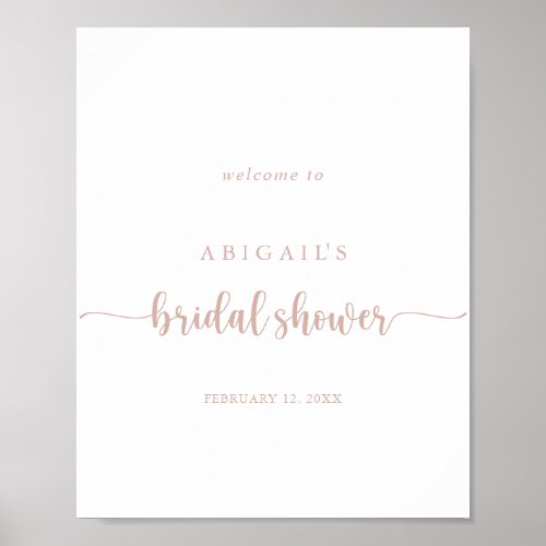 Rose Gold Calligraphy Bridal Shower Welcome  Poster