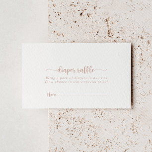 Rose Gold Calligraphy Diaper Raffle Ticket Enclosure Card