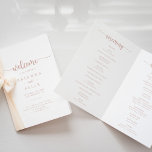 Rose Gold Calligraphy Folded Wedding Program<br><div class="desc">This rose gold calligraphy folded wedding program is perfect for a rustic wedding. The simple and elegant design features classic and fancy script typography in rose gold and white. Include a quote or short message,  order of service,  wedding party and thank you message.</div>