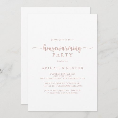Rose Gold Calligraphy Housewarming Party  Invitation