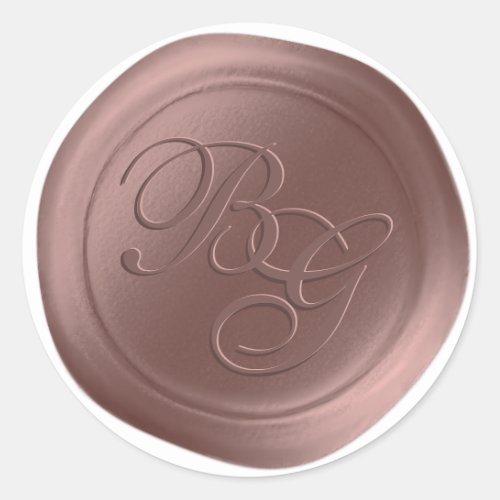 Rose Gold Calligraphy Monogram Wax Seal Stickers