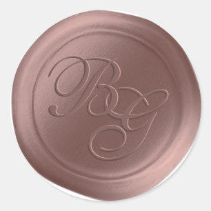Rose Gold Calligraphy Monogram Wax Seal Stickers