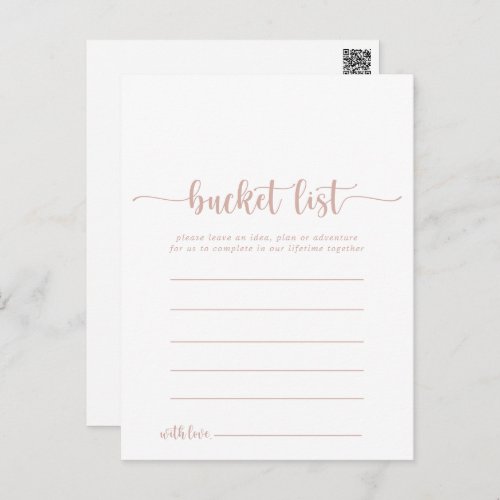 Rose Gold Calligraphy Simple Bucket List Cards