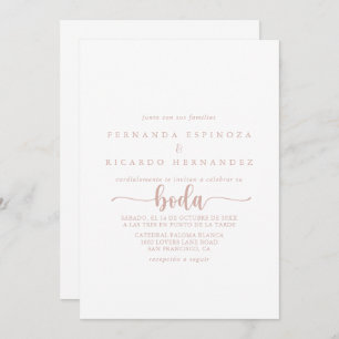 Rose Gold Calligraphy Spanish Wedding Invitation
