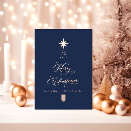 Rose Gold Calligraphy Tree Christmas Card