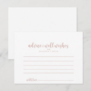 Rose Gold Calligraphy Wedding Advice Card