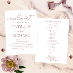 Rose Gold Calligraphy Wedding Ceremony Program