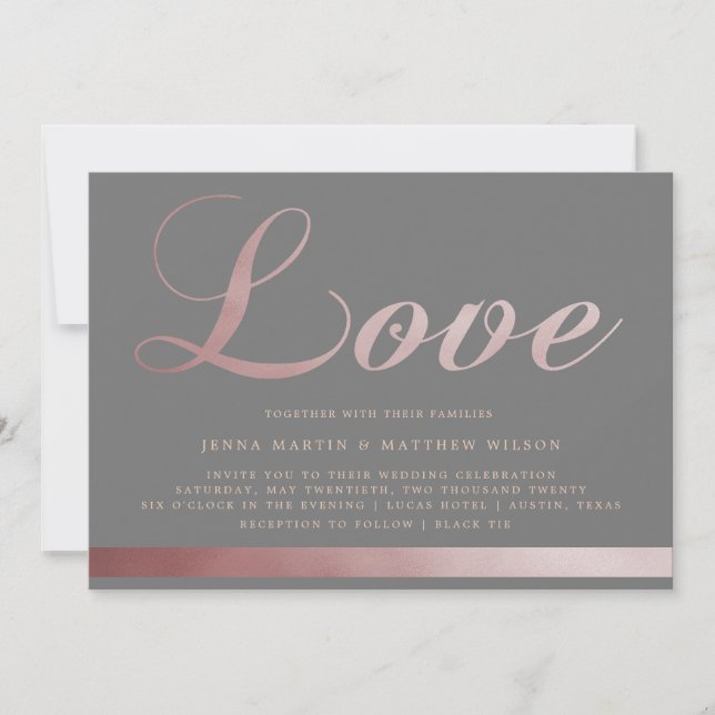 Rose Gold Calligraphy | Wedding Invitation (Front)