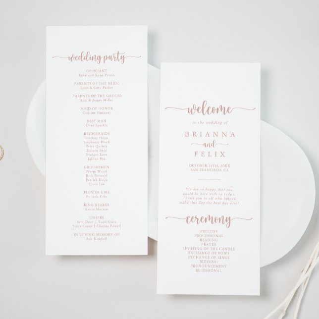 Rose Gold Calligraphy Wedding Program (Creator Uploaded)