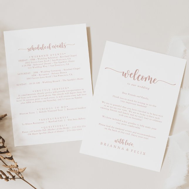 Rose Gold Calligraphy Wedding Welcome Letter (Creator Uploaded)