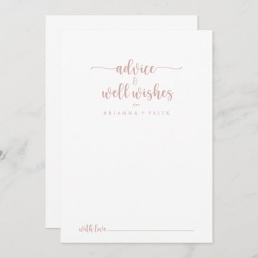 Rose Gold Calligraphy Wedding Well Wishes   Advice Card