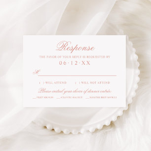 Rose Gold Calligraphy with Meal Choice RSVP Card