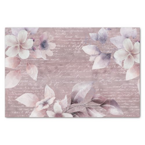 Rose Gold Calligraphy Writing Floral Decoupage Tissue Paper