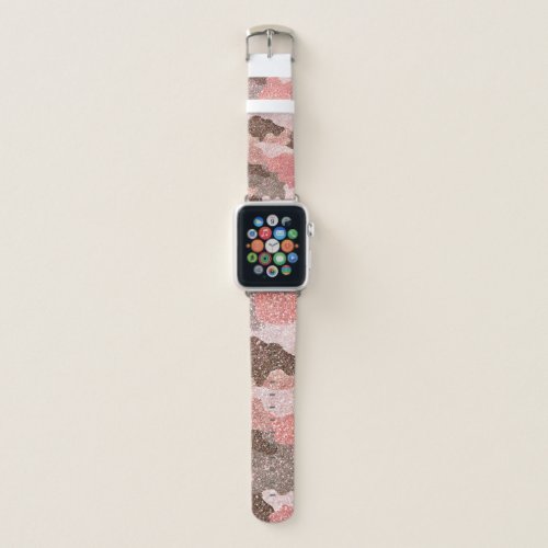 Rose Gold Camo Faux Glitter Camouflage Glam Apple Watch Band