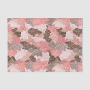 Rose Gold Camo Faux Glitter Camouflage Glam Tissue Paper