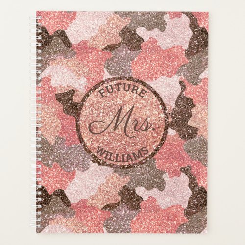 Rose Gold Camo Faux Glitter Camouflage Wedding Planner