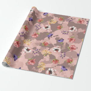 Rose Gold Camouflage Camo Pink Cute Wrapping Paper