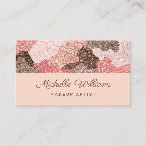 Rose Gold Camouflage Faux Glitter Professional Business Card