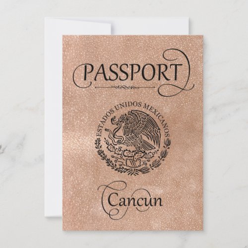 Rose Gold Cancun Passport Save the Date Card