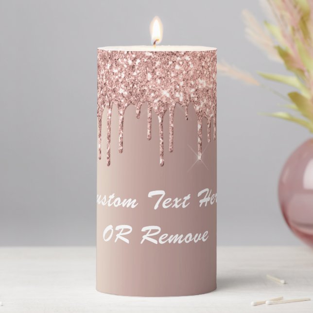 Rose Gold Candle with Custom Your Text Name (In Situ)